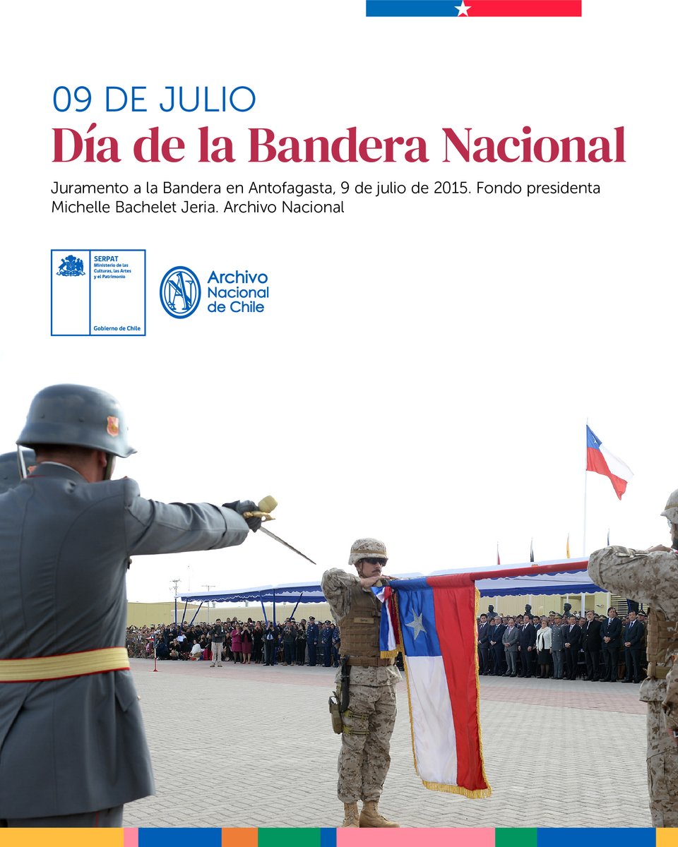 ANdeChile's tweet photo. 🇨🇱 9 de julio | Día de la Bandera Nacional
Hoy conmemoramos el Día de la Bandera Nacional, en recuerdo de la Batalla de La Concepción (1882).

📷Juramento a la Bandera (2015), Fondo Presidenta Michelle Bachelet Jeria, Archivo Nacional.

#DíaDeLaBandera #ArchivoNacional https://t.co/NKVypubn2s