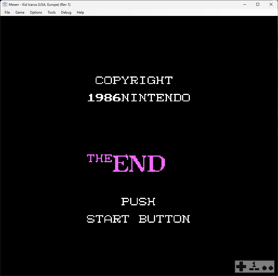 Setari's tweet photo. @GameGrumps I beat Kid Icarus! Thanks for playing it on the channel, I even went and bought a NES controller for my PC specifically to play the game with! What an awesome game. (Press start at the end for a nice modern game mechanic secret!) https://t.co/1Nl3sHnOkp