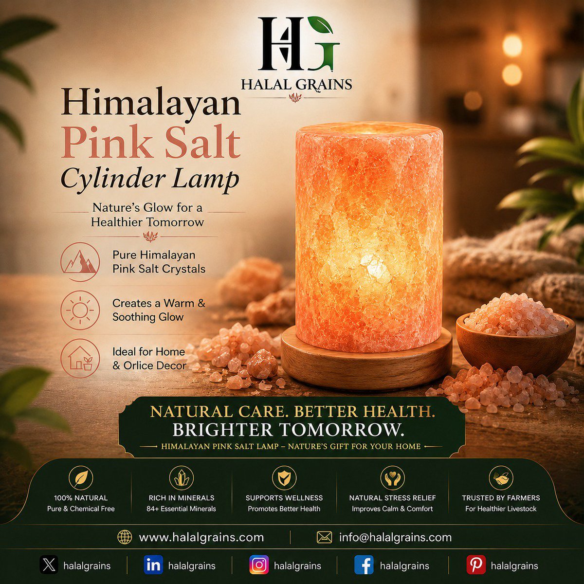 HalalGrains's tweet photo. Create a warm and elegant atmosphere with our Himalayan Pink Salt Cylinder Lamp. ✨

✔ Natural Himalayan Salt
✔ Premium Home Déc décor
✔ Wholesale Available
🌐 https://t.co/qZzl9x2stq

📱 +92 370 8925884
#PinkSaltLamp #HimalayanSalt #HomeDecor #HalalGrains https://t.co/kluCVP2kEZ
