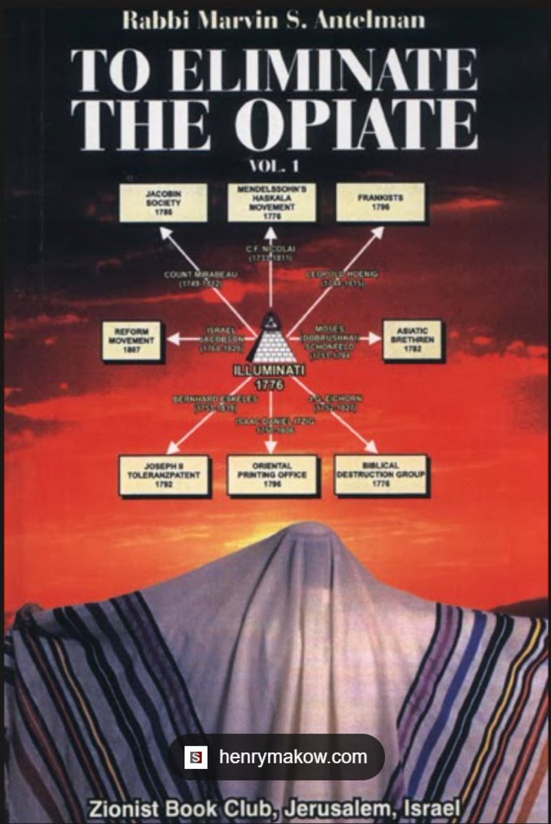 Rxsoler's tweet photo. @jewishvoicelive You can read the history and plan to subvert Judaism, which begins in the early 18th century, in Rabbi Marvin Antelman's book, "To Kill the Opium". https://t.co/RfLLV78ZjM