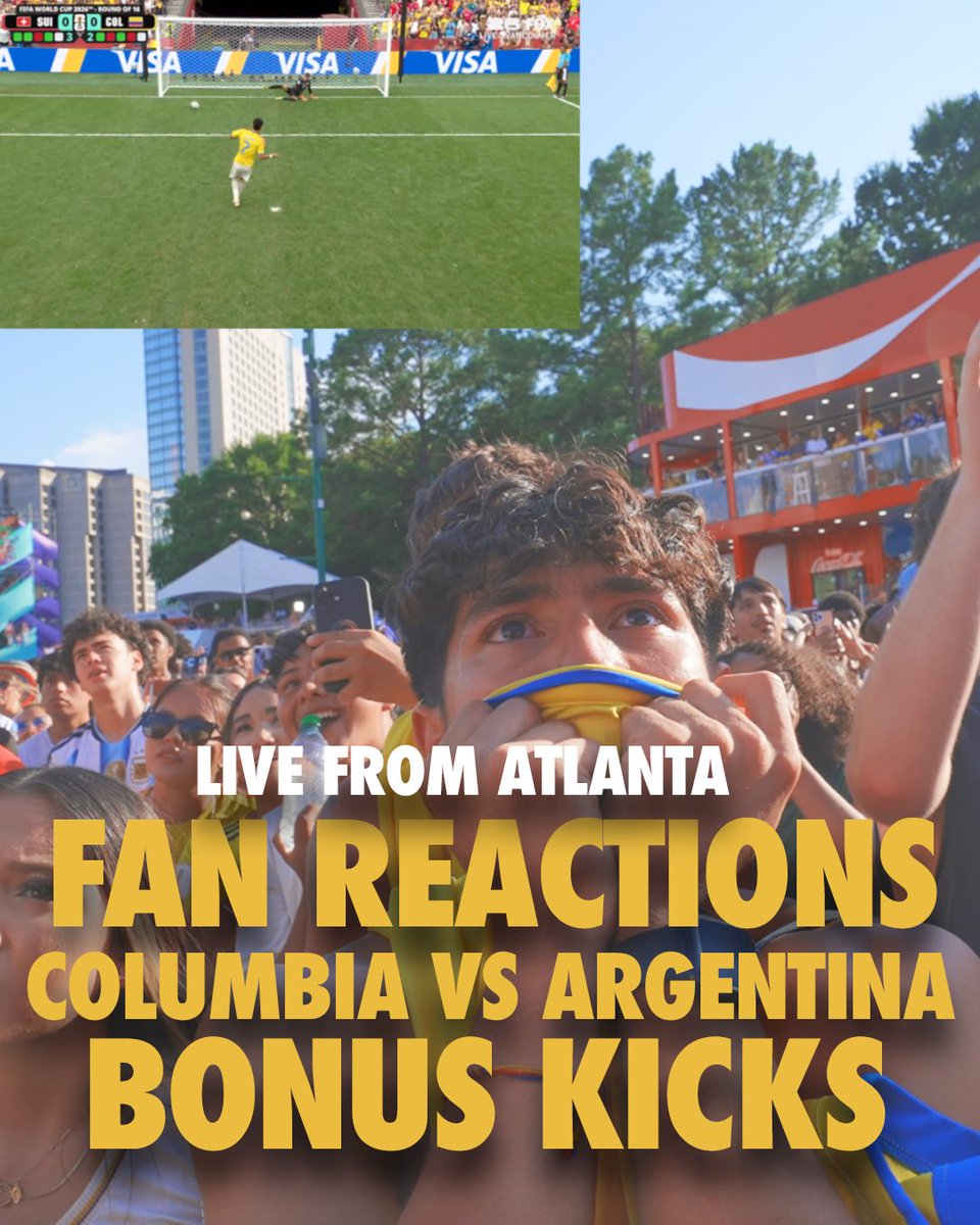 BeTheRamMedia's tweet photo. Colombia Fans React to Every Penalty Kick | FIFA World Cup 2026 Knockout Stage

Experience the raw emotion of football through the eyes of the fans.

This video captures the unforgettable reactions of Colombia supporters during the penalty shootout in the FIFA World Cup https://t.co/MBLriTzV8Q