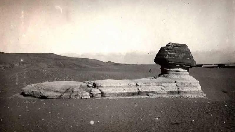 TheProjectUnity's tweet photo. Rare photo of The Great Sphinx before it was fully excavated. https://t.co/MZtEItJ6Gq