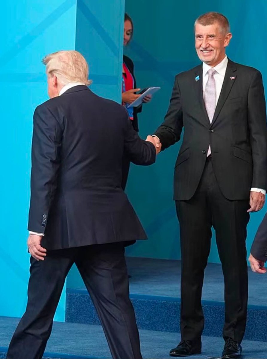 bratricek's tweet photo. The Czech Republic🇨🇿 just had a beautiful moment of pure propaganda lesson.

Trump went around our prime minister and briefly shaked his hand.

One picture has been shared by the opposition.
One has been shared by the ruling party.
Both had huge success.

Everything is relative.
Everything is propaganda.
Psychopats rule, normies follow, schizos analyze.