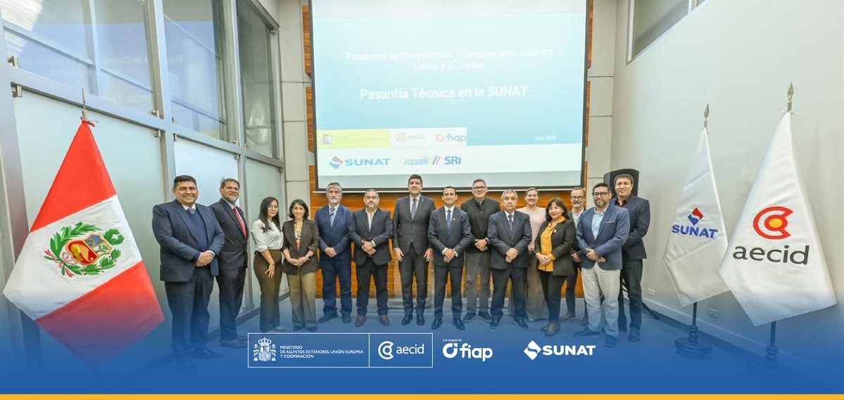 SUNATOficial's tweet photo. Concluimos el programa de Cooperación Triangular para América Latina y el Caribe: Pasantía Técnica en #Sunat con la participación del Servicio de Rentas Internas de Ecuador @SRIoficialEc 🇪🇨, la @SUNATOficial 🇵🇪 y el apoyo de @aecidperu. https://t.co/ASCqLxwGs1