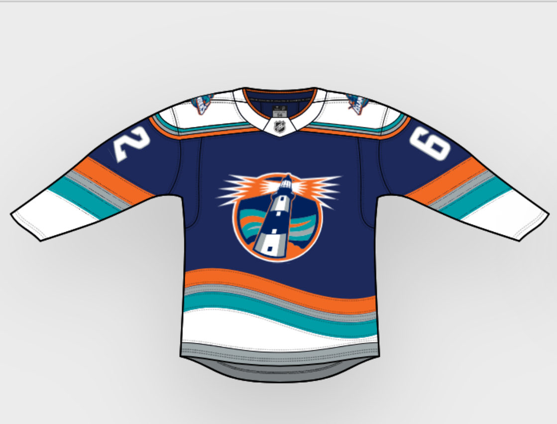 Array_EB's tweet photo. @IslesDen Here’s mine featuring the Lighthouse logo. Striping matches the waves in the background of the logo, and I think the grey is a cool addition for the Isles. https://t.co/QwPxDaV5Iq