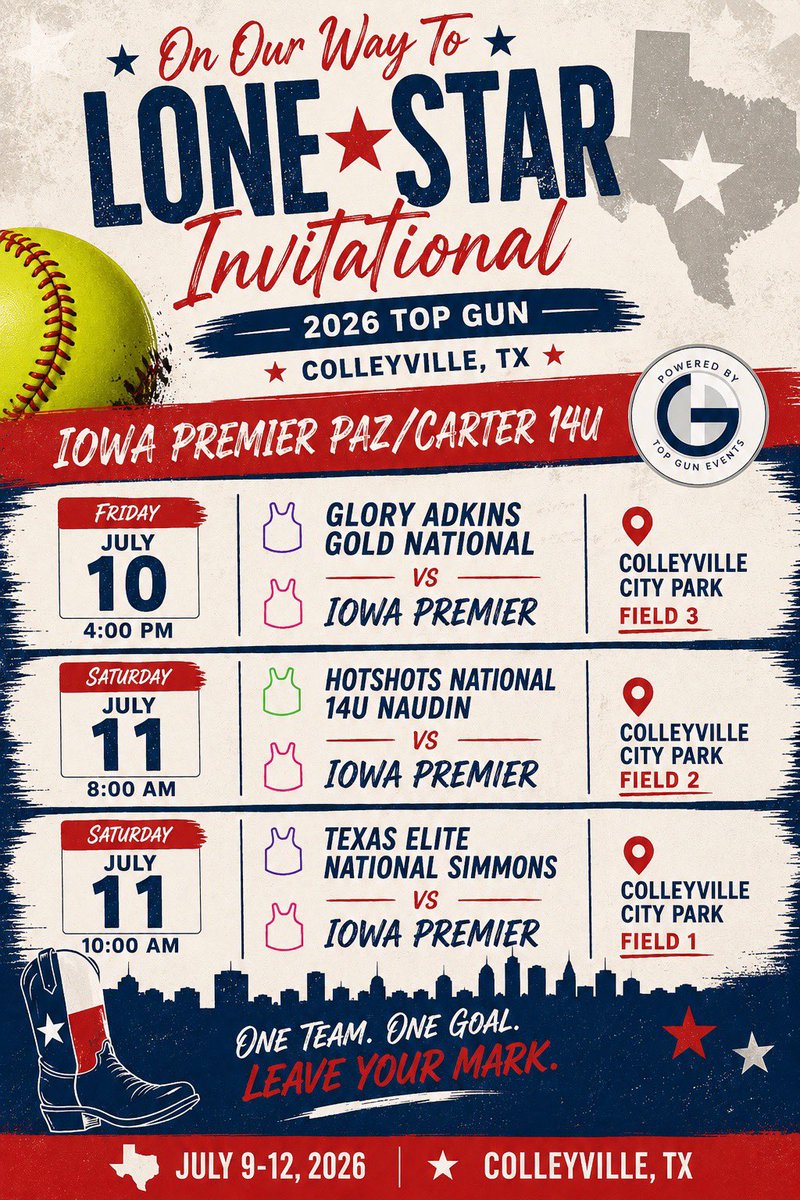 EmmaKerr2030's tweet photo. ๐จโญ๏ธ๐ฅHere is my schedule for this weekend! โญ๏ธ๐ฅ๐จ๐๐๐๐ We are headed to Texas!!! #topgun #ipfbethebest
@IowaPremierFP @OliviaPazIPF @Rob_Coffel @MidwestPremierS @ASBx2018 @austhalcprime @SoftballCMU @YAthletesF @CoastRecruitsSB @TGETalent @THEWOWSB @Coach2K_OSU @CoachVUCONN @Coach_pooch @2Ganeff @CoachDeOliveira @TJHannam10 @TexasTechSB @SusanK_ScoutU @DiamondAddicts @DfwSho @AggieSoftball @SwatSoftball_ @melissafinley23