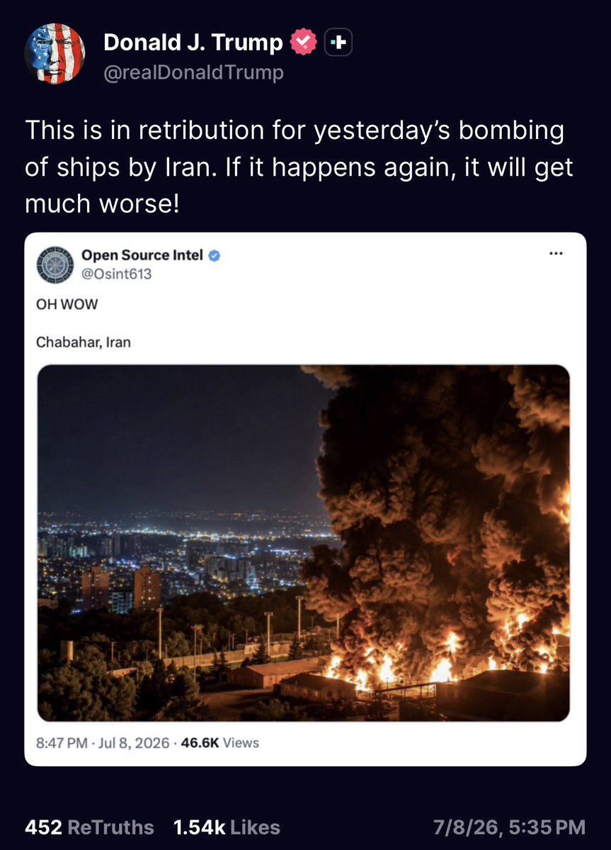 KobeissiLetter's tweet photo. BREAKING: President Trump says “it will get much worse” if Iran attacks ships in the Strait of Hormuz again. https://t.co/kn8xRu6mA7