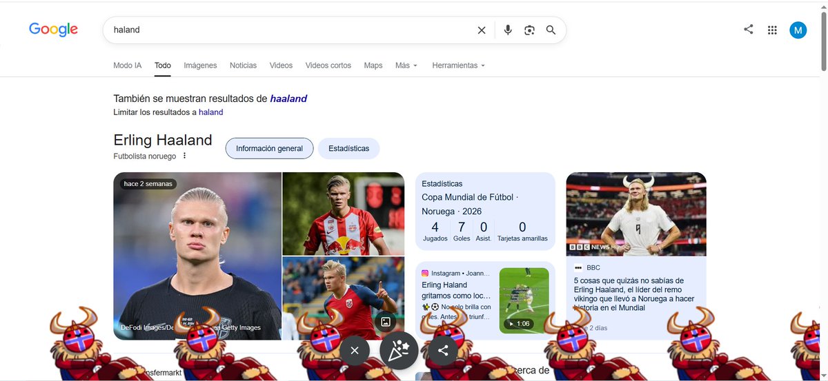 sider017's tweet photo. Ya vieron lo que sale si buscan Haland en google? 😂 https://t.co/z4nR67WrOD