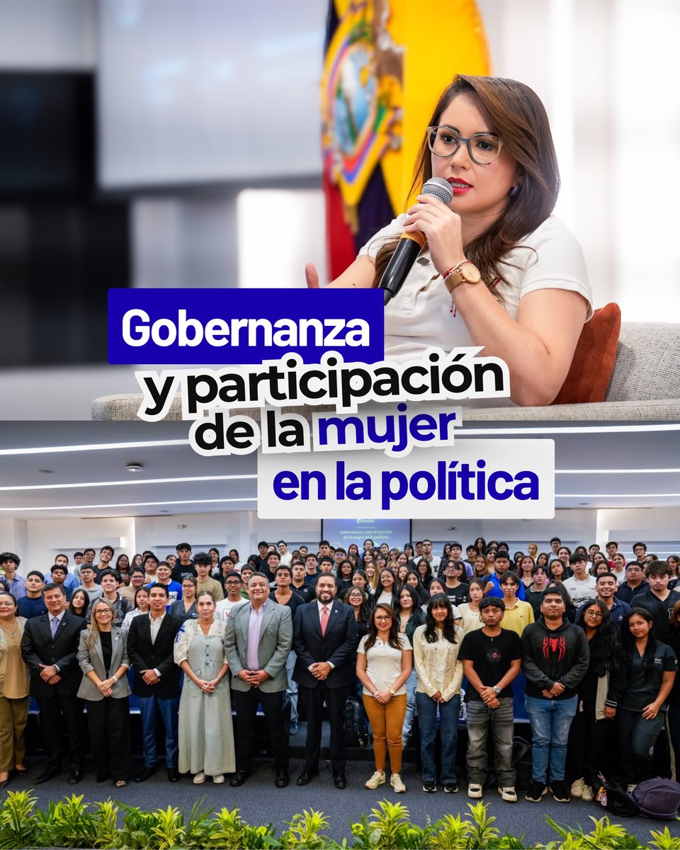 MinGobiernoEc's tweet photo. La ministra de Gobierno, @natalymorillos, compartió un espacio de diálogo con jóvenes universitarios sobre gobernanza, liderazgo y participación política. https://t.co/CwHUJ7YtYF