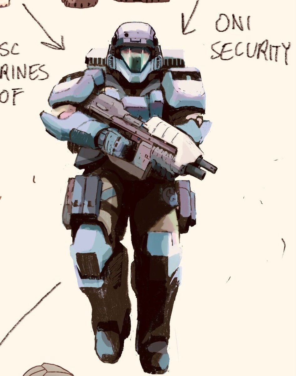 TheCountofS's tweet photo. ODSTs, usually hover around 250-280+ lbs in full battle dress (soft exos are commonplace). 

500 lbs (higher grade exo, bigger plates, larger battery since the suit bigger) vs 450 lbs. 
More tech for a guy who can't even run any faster than he already does. https://t.co/VCPRpHUkud
