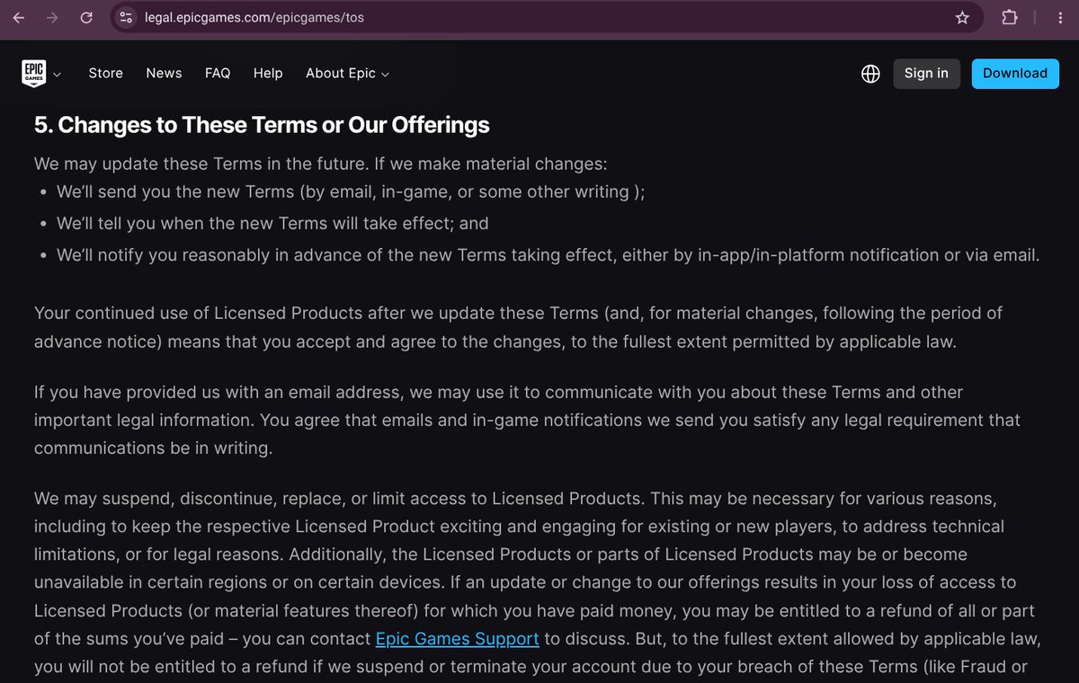 rollingnachos40's tweet photo. Ok I got some bad news its Epic games and there terms of service. it is just like PlayStation at this point here is why

YOU DONT OWN SKINS IN FORTNITE

this can actually be a problem over time if partnerships ends

(Please help make others aware of this)
#gaming_news #Fortnite https://t.co/VSzGIKy5Ib