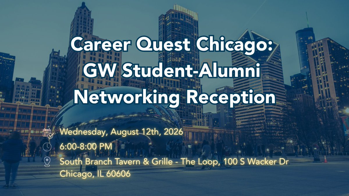 GWAlumni's tweet photo. Join fellow alumni and current GW students for an evening of networking in Chicago!

Share your career insights, make new connections, and support the next generation of GW professionals.

📅 Aug. 12 | 🕕 6–8 pm

Register: https://t.co/BsAJSyA9tO https://t.co/zZSjxS4J4s