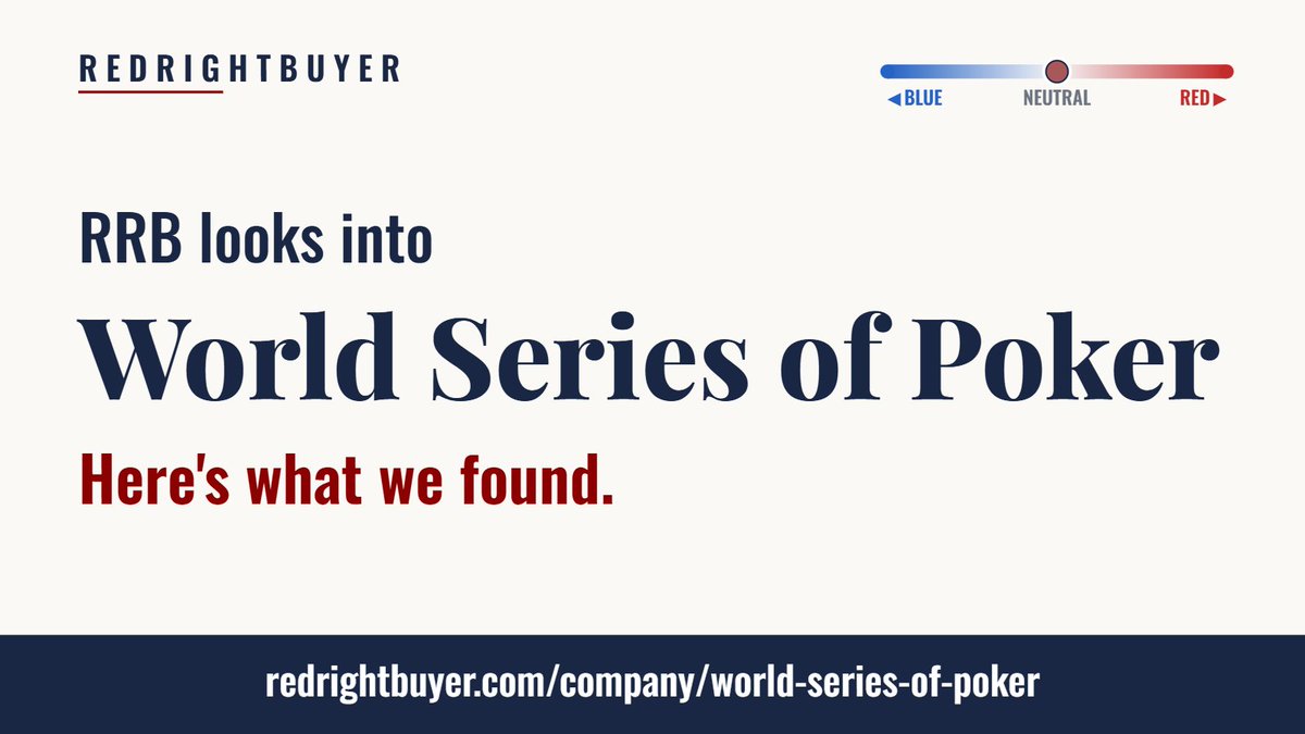 jmartinx4's tweet photo. Is the World Series of Poker red or blue? Now owned by a private foreign company, no US political footprint, no corporate PAC, and a policy of keeping politics off its broadcasts. We rate it Neutral. https://t.co/O85ayMrKAF https://t.co/O1poTXeuD5