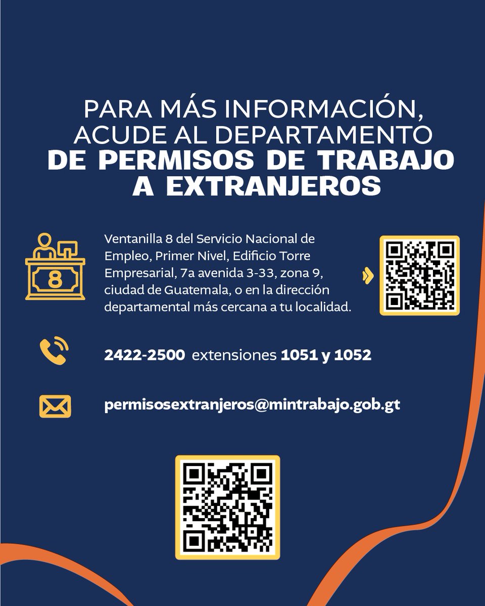 MINTRABAJOGuate's tweet photo. ¿Eres una persona extranjera y necesitas tu permiso de trabajo en Guatemala? Conoce la vigencia y los tipos de permisos que puedes aplicar. 🇬🇹💼
Realiza tu proceso de manera rápida y segura a través de nuestra plataforma electrónica.
🔗 https://t.co/EnCiof0cZg
#PEX https://t.co/m9ZSgU8f71