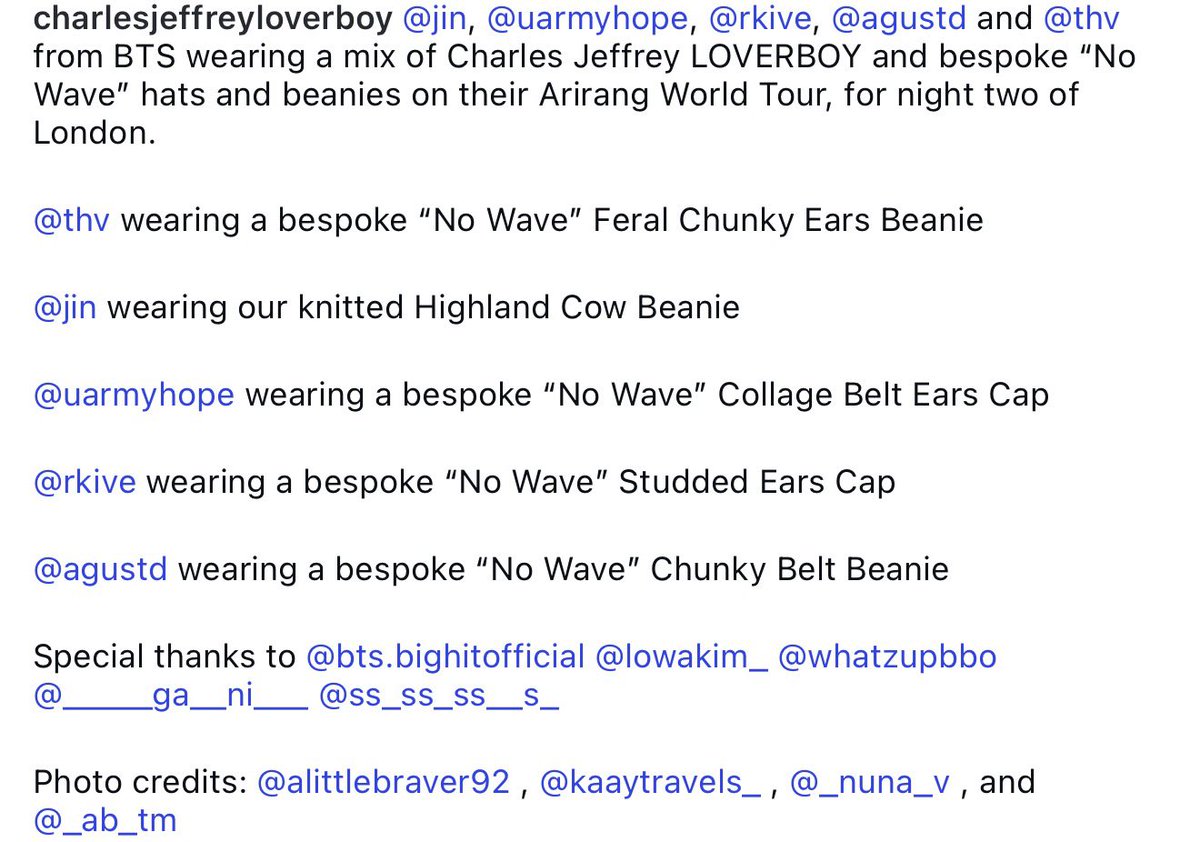 jinnieslamp's tweet photo. Charles Jeffrey LOVERBOY Instagram post

“@/jin wearing our knitted Highland Cow Beanie”

https://t.co/FXDZs4Vphi https://t.co/lZRvDmQfxW