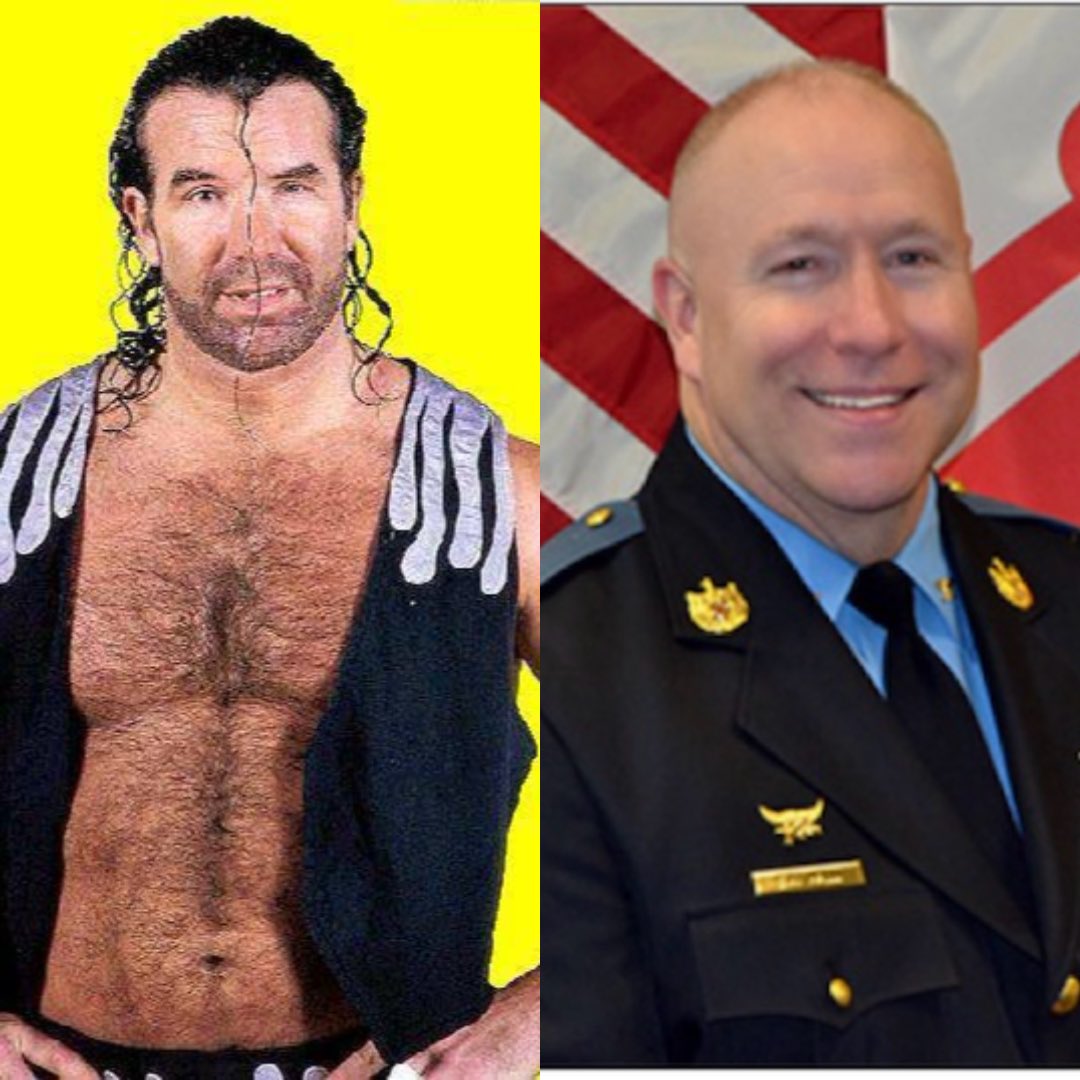 BookProWrestler's tweet photo. Scott Hall became one of the biggest stars in professional wrestling. His younger brother became a sheriff.

While millions knew Scott as Razor Ramon and a founding member of the nWo, his brother Steve Hall spent more than 30 years with the St. Mary’s County Sheriff’s Office, rising through the ranks before being elected Sheriff in 2022.

Scott was born in St. Mary’s County, Maryland, and after his passing in 2022, he was laid to rest there. Today, the same county is served by his brother.