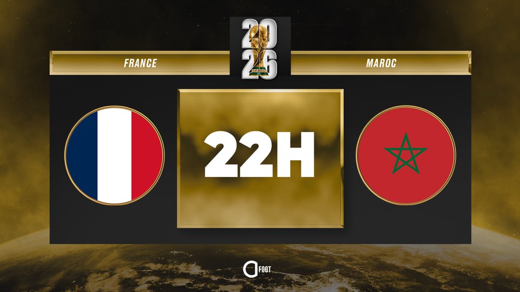 ActuFoot_'s tweet photo. C’EST AUJOURD’HUI. PAS HIER. PAS DEMAIN.

FRANCE 🇫🇷  ⚡️  🇲🇦 MAROC

Deux pays frères qui lancent les quarts de finale de la Coupe du monde 2026 et s’offrent UN REMAKE de l’affrontement en 2022. ❤️🫂

CETTE FOIS ON RENTRE DANS LE DUR, DANS LES MATCHES FRISSONS, LES GRANDS MOMENTS DE FOOTBALL 🤩

Pas besoin de vous donnez rendez-vous pour 22h00 on sait que vous serez là.

À CE SOIR 🍿
