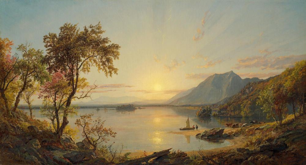 Tcolegoat's tweet photo. "Sunset Lake George Cropsey" - Jasper Francis Cropsey (1867) https://t.co/R6gK4m9wEN