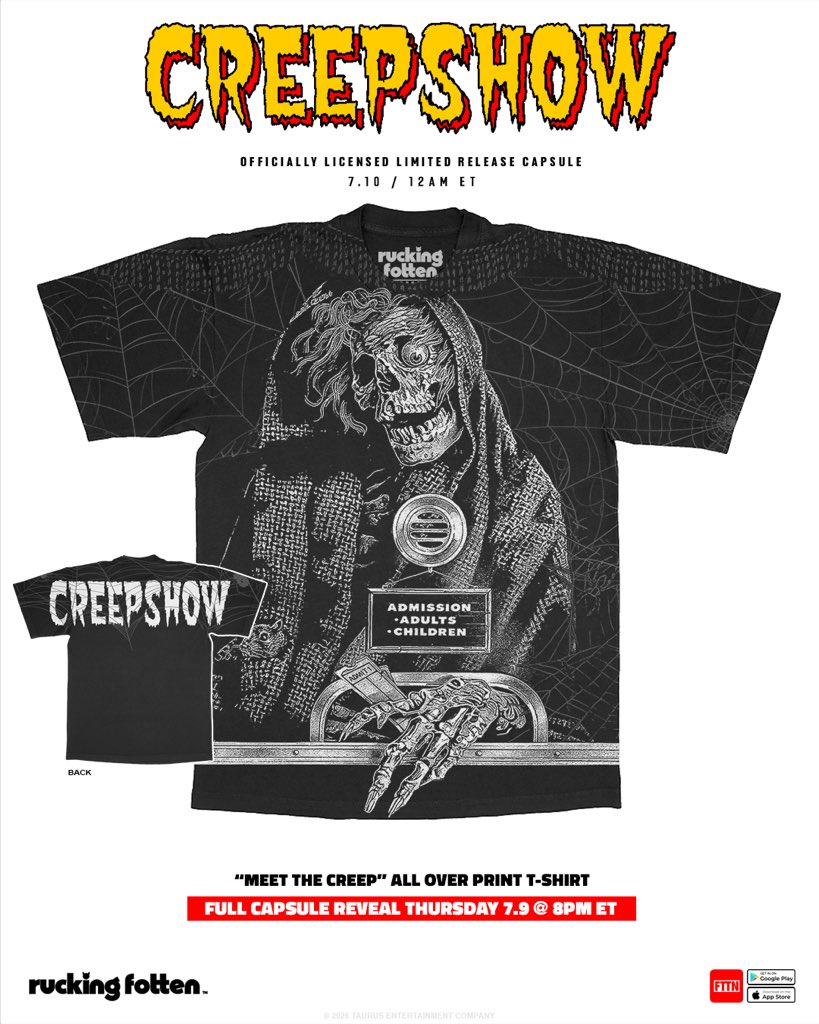 Ruckingfotten's tweet photo. The Most Fun You'll Ever Have BEING SCARED!

Presenting timed edition previews from our CREEPSHOW (1982) capsule releasing this Friday 7.10 @ 12AM ET

Full capsule reveal TOMORROW 7.9 @ 8PM ET

So, scared yet? https://t.co/gJJgCpdZsl