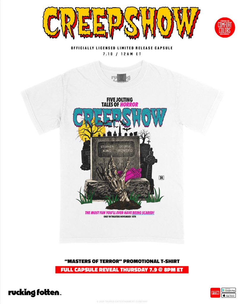 Ruckingfotten's tweet photo. The Most Fun You'll Ever Have BEING SCARED!

Presenting timed edition previews from our CREEPSHOW (1982) capsule releasing this Friday 7.10 @ 12AM ET

Full capsule reveal TOMORROW 7.9 @ 8PM ET

So, scared yet? https://t.co/gJJgCpdZsl