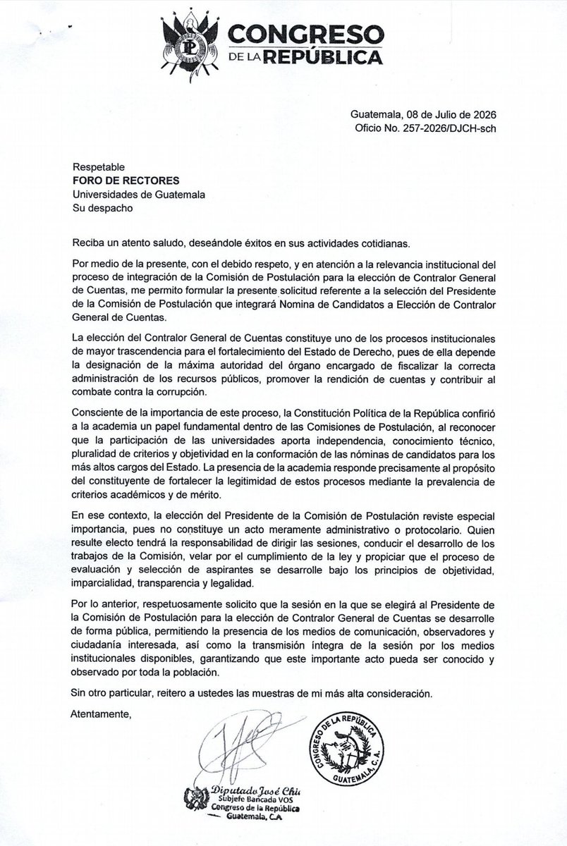 dcuevas_pl's tweet photo. Diputado José Chic pide que el Foro de Rectores vote de manera pública al elegir al presidente de la postuladora a CGC, elección prevista para el 15 de julio. El diputado envió cartas con la solicitud al presidente del Congreso y al Foro de Rectores. https://t.co/u6aeFoCr47
