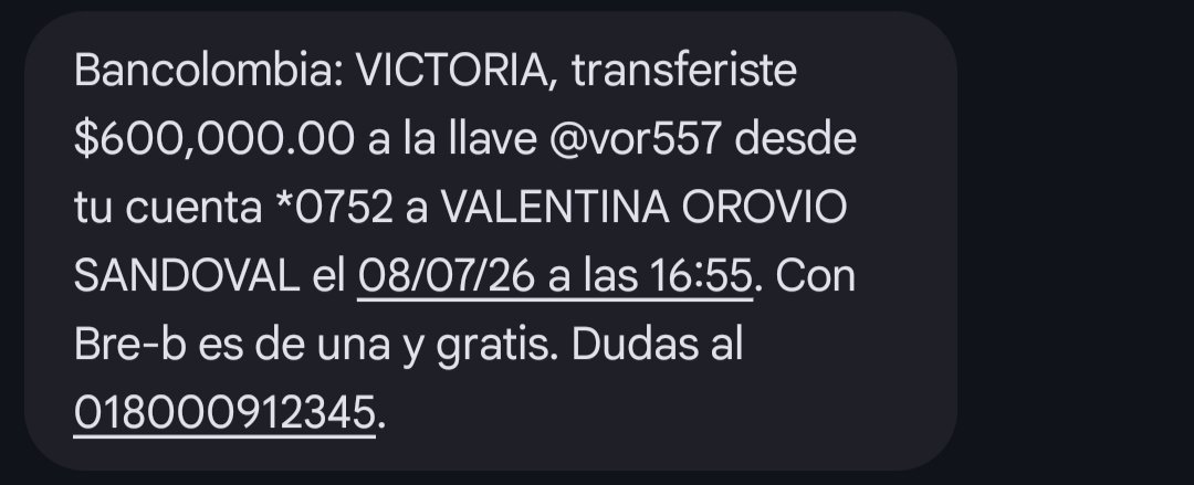 _AlejaOrdonez's tweet photo. X por favor necesito de tu magia. 
Acabo de enviar 600mil pesos a VALENTINA OROVIO SANDOVAL. 
No era para ella. Por favor. Necesito el dinero para pagar salud. 
#sos #ayuda #bancolombia https://t.co/w03jAcbZLq