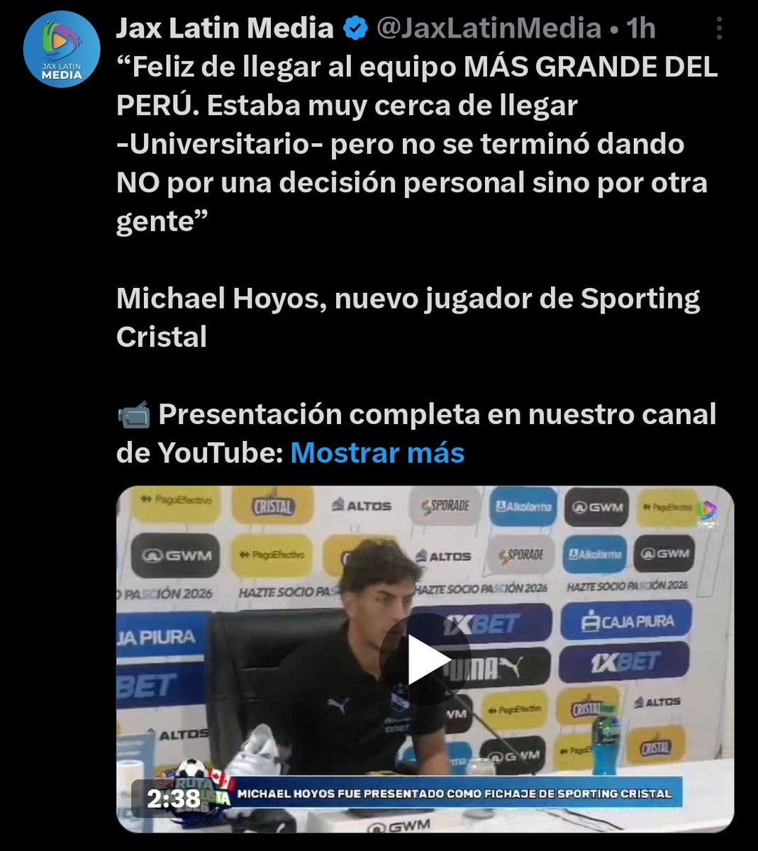 Mko44444's tweet photo. @ClubSCristal Al Perú si viene pero por la segunda opción...ya que piolín prefirió a guajajama ....hay que ser bien pavo para ser de criscat https://t.co/UViHoHdB82