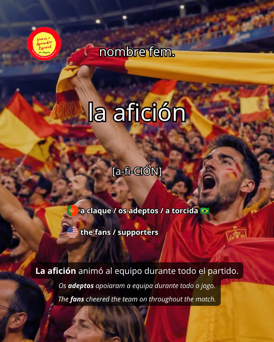VAEspanol's tweet photo. ¡Palabra del día!  ¿Qué equipo tiene, para ti, la mejor afición o los hinchas más apasionados?

https://t.co/hLxCYI6HLZ

#vocabularioespañol #spanishvocabulary #learnspanish #profedeespañol #spanishteacher https://t.co/PnMq6h15wd