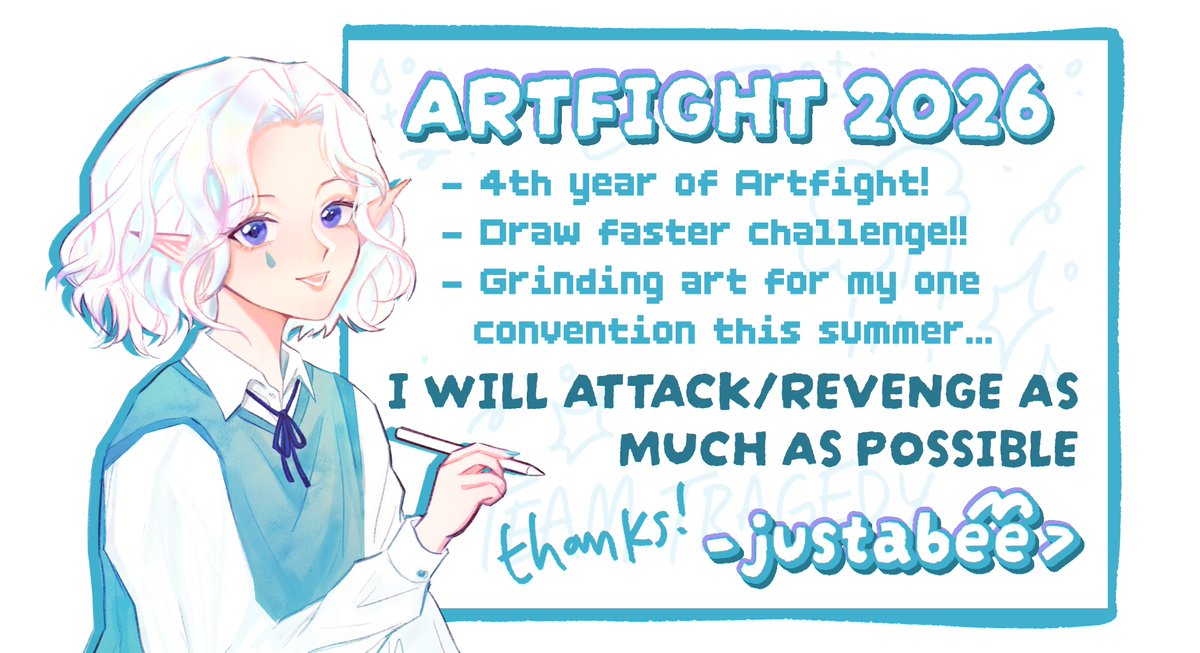 justabeesy's tweet photo. Artfight! (yes I am starting a week late but it is ok..!!) #artfight2026ㅤ https://t.co/cbLTWfpDN2