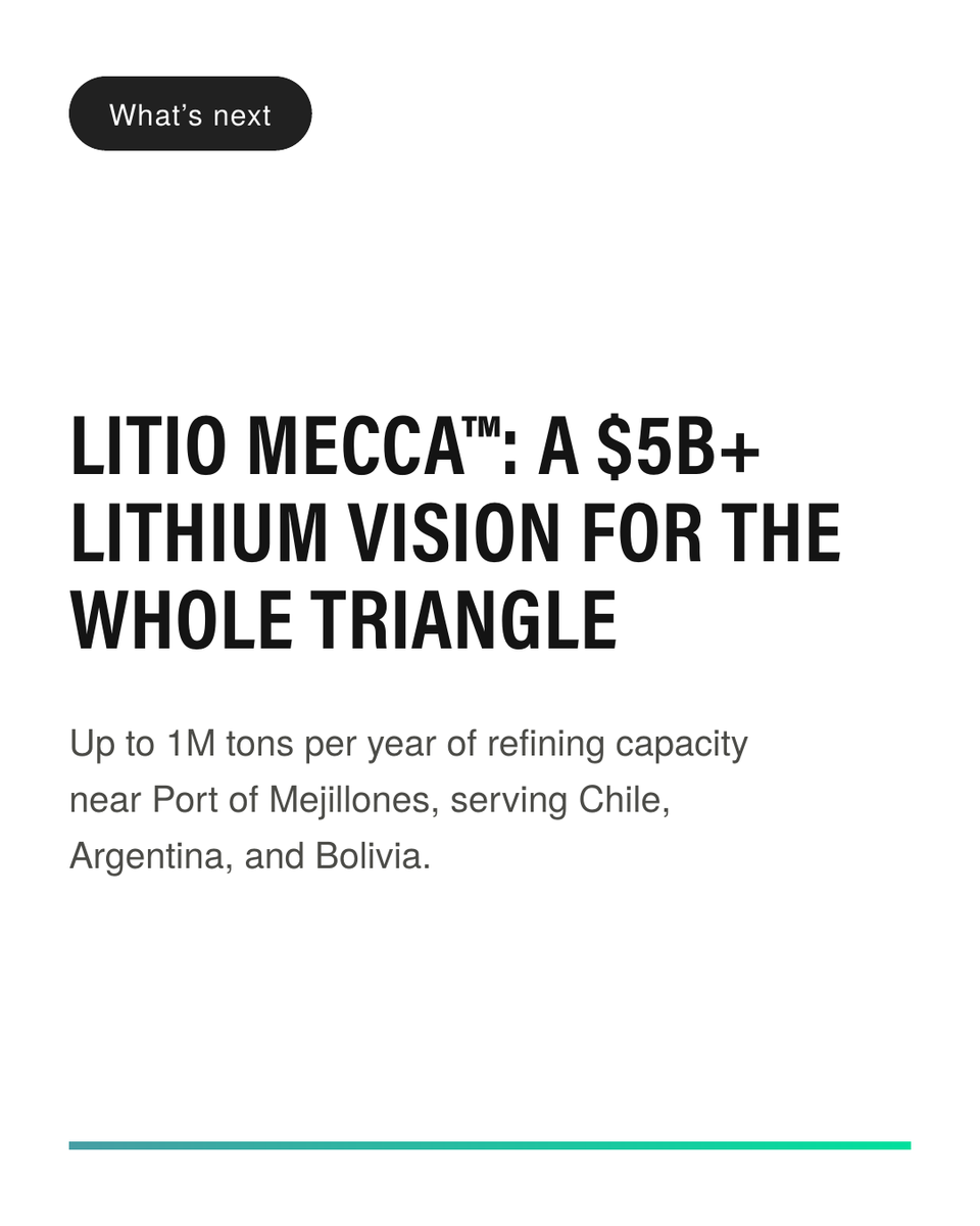 energyx's tweet photo. 6/ Black Giant™ is phase one of a bigger picture: Litio Mecca™, a $5B+ vision for an integrated refinery near Port of Mejillones serving the entire Lithium Triangle. https://t.co/YDVPl558nZ
