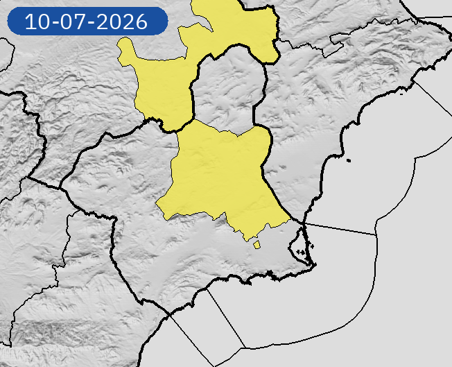 AEMET_Murcia's tweet photo. 09/07 00:07 AVISOS HOY Y MAÑANA | Región de Murcia: temperaturas máximas. Nivel máximo de aviso: naranja.
Actualizaciones en https://t.co/gQDupQ393c https://t.co/NEHTcF5W8s