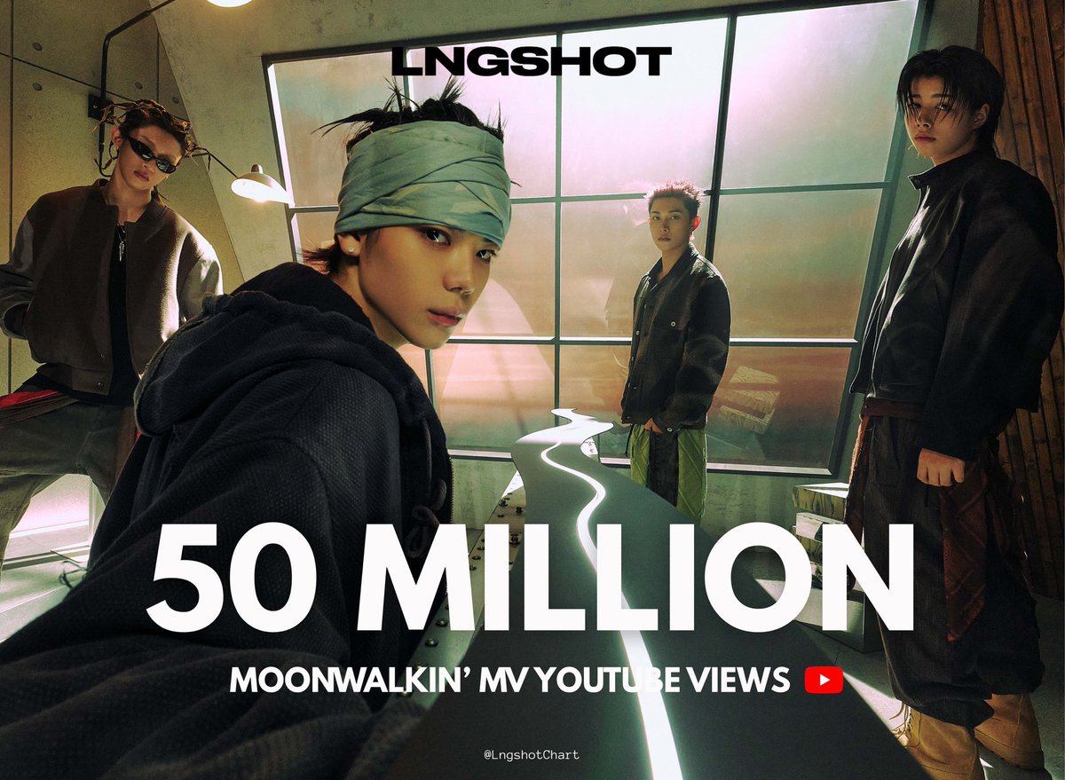 LngshotChart's tweet photo. .@LNGSHOT4sho “Moonwalkin’” has surpassed 50 MILLION views on YouTube 🔥.

This is their 1st song to reach this milestone on YouTube. 
#LNGSHOT https://t.co/uMAv3u0bKA