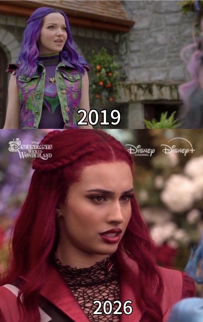 ShalomBara26505's tweet photo. Then &amp; Now literally the same thing like the did in D3 two Descendants Wicked Wonderland (2019-2026) ❤️💜❤️💜🖤💚✨⏱️⚔️👑🐲 https://t.co/tXDufV3Fdv