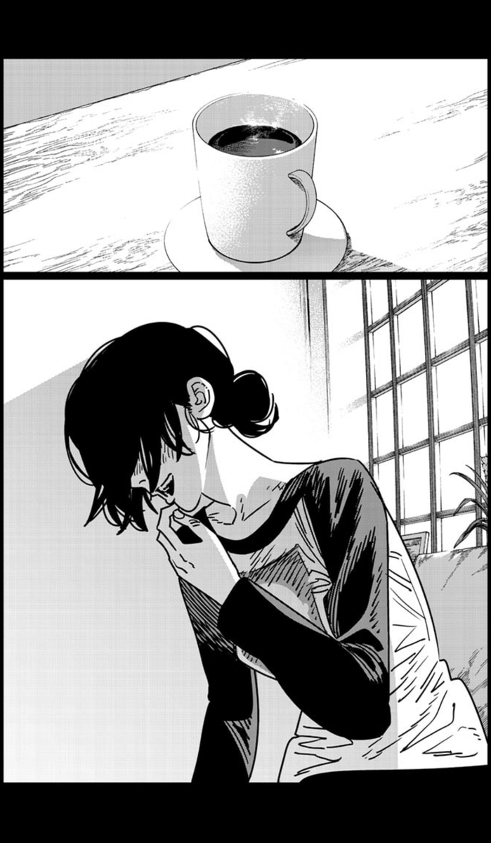 plutoxcsm's tweet photo. this sequence of panels is THE definition of pictures speak a thousand words. but my favorite detail about this page is how he remembers her purely as a girl from a coffee shop, the choker isnt important to denji in his memories of reze at all. you can truly feel the warmth in it https://t.co/FGFHlAcBCM