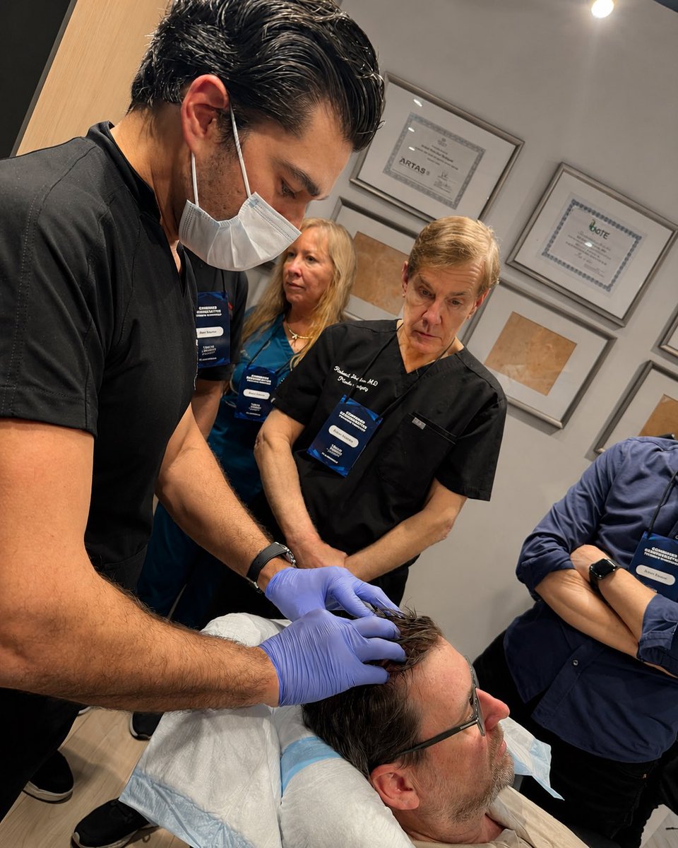 Transplant_Hair's tweet photo. The best in hair restoration never stop learning. 📚🧬

Dr. Bauman recently participated in Dr. Pablo Cirino’s CRT Combined Regenerative Technique Workshop at the Tricho Surgery Academy in Fort Lauderdale, collaborating with fellow experts and exploring the latest advancements in regenerative hair restoration.

Because when innovation evolves, so do the solutions we bring back to our patients.

#hairrestoration #HairTransplant #RegenerativeMedicine #HairRestorationEducation