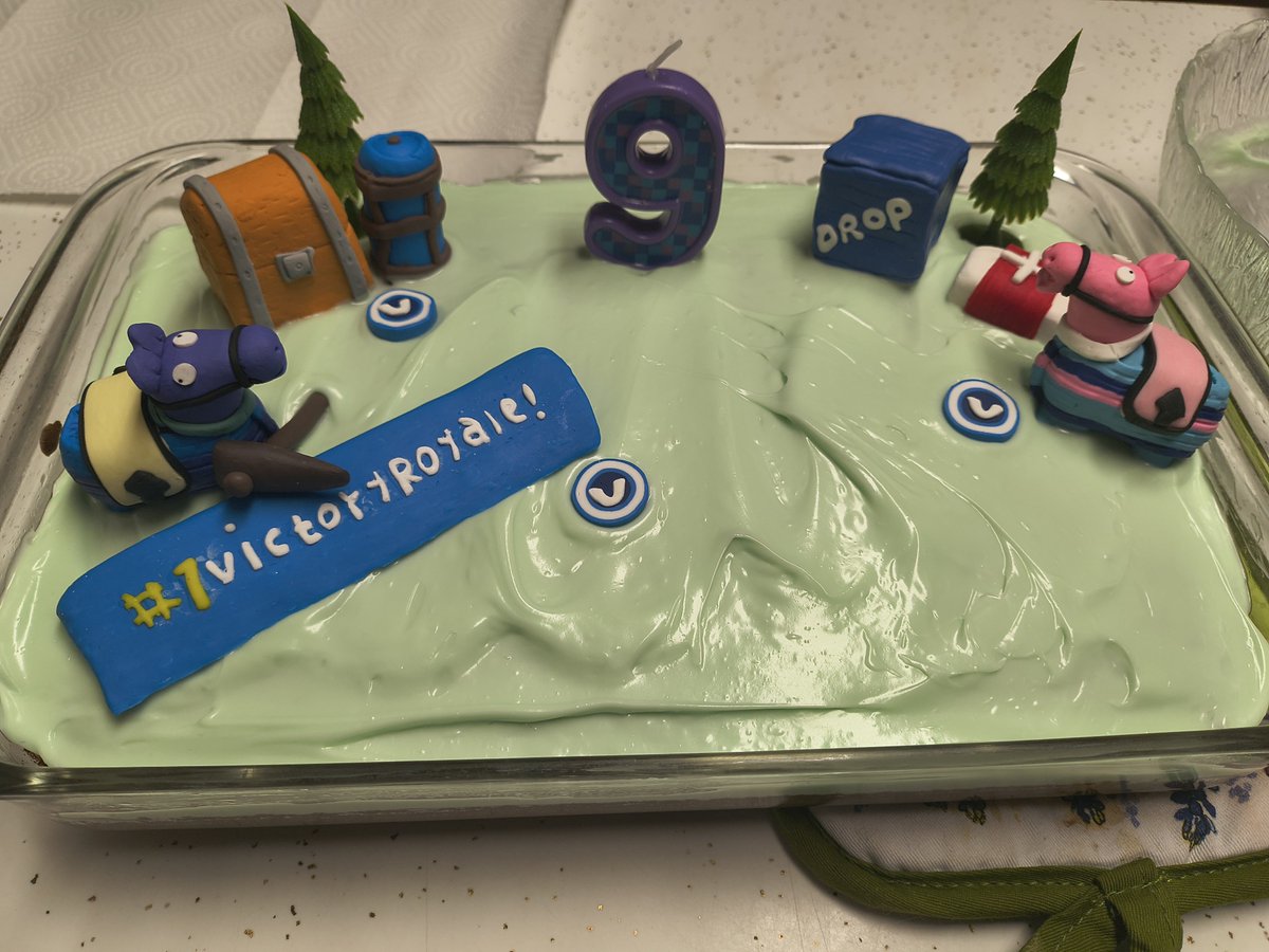 ToadstoolTomes's tweet photo. Made my youngests birthday cake! He wanted a fortnite cake @RaccoonStampede https://t.co/OuG5LmPVCq