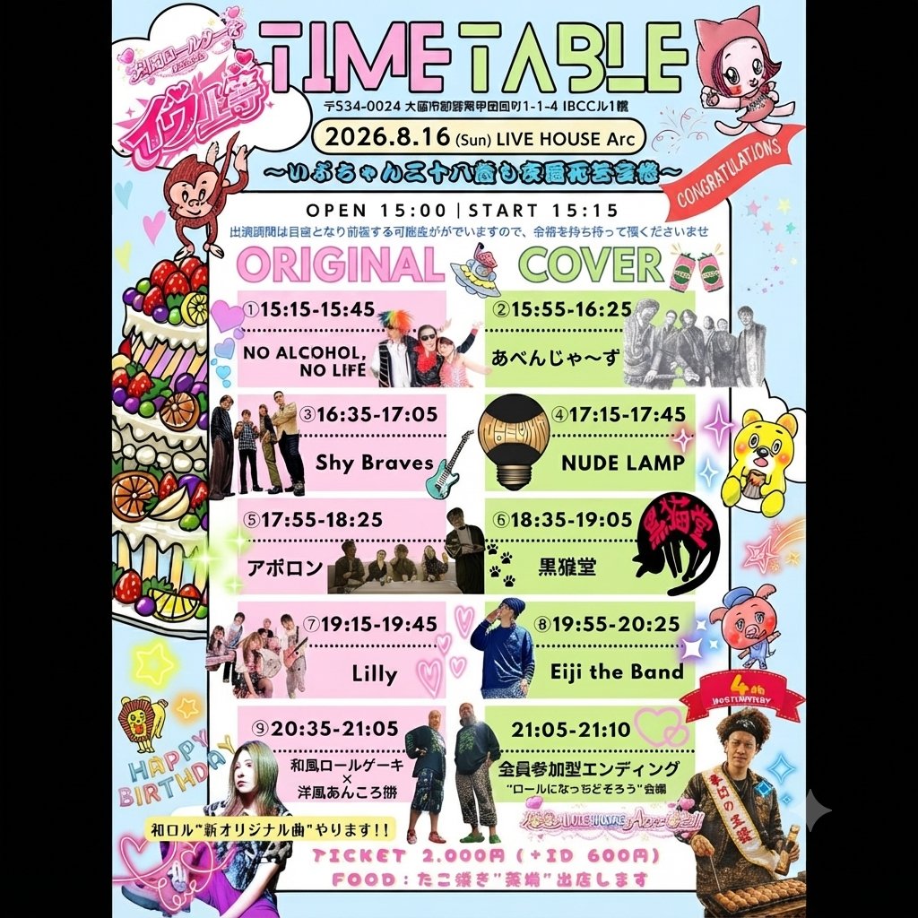 apollonmagic's tweet photo. アポロン初ライブ！！！

8/16(日)
京橋Arc 
Open 15:00
Start 15:15
Ticket 2,000yen(+1Drink 600yen)
アポロンの出演時間は17:55～です https://t.co/b9uMQzK4f9