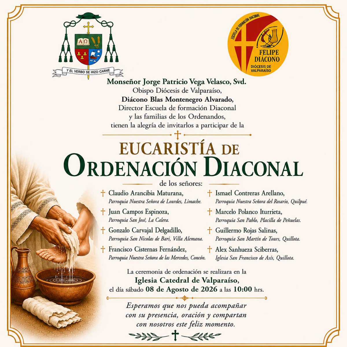 Iglesiadeconcon's tweet photo. Con inmensa alegría damos gracias a Dios por el llamado que ha hecho a Francisco Cisternas, miembro de nuestra comunidad parroquial, quien recibirá el Orden del Diaconado. Como familia de Iglesia, los invitamos a acompañarlo con nuestra oración y presencia. Info en afiche. https://t.co/pztiIsG6K9