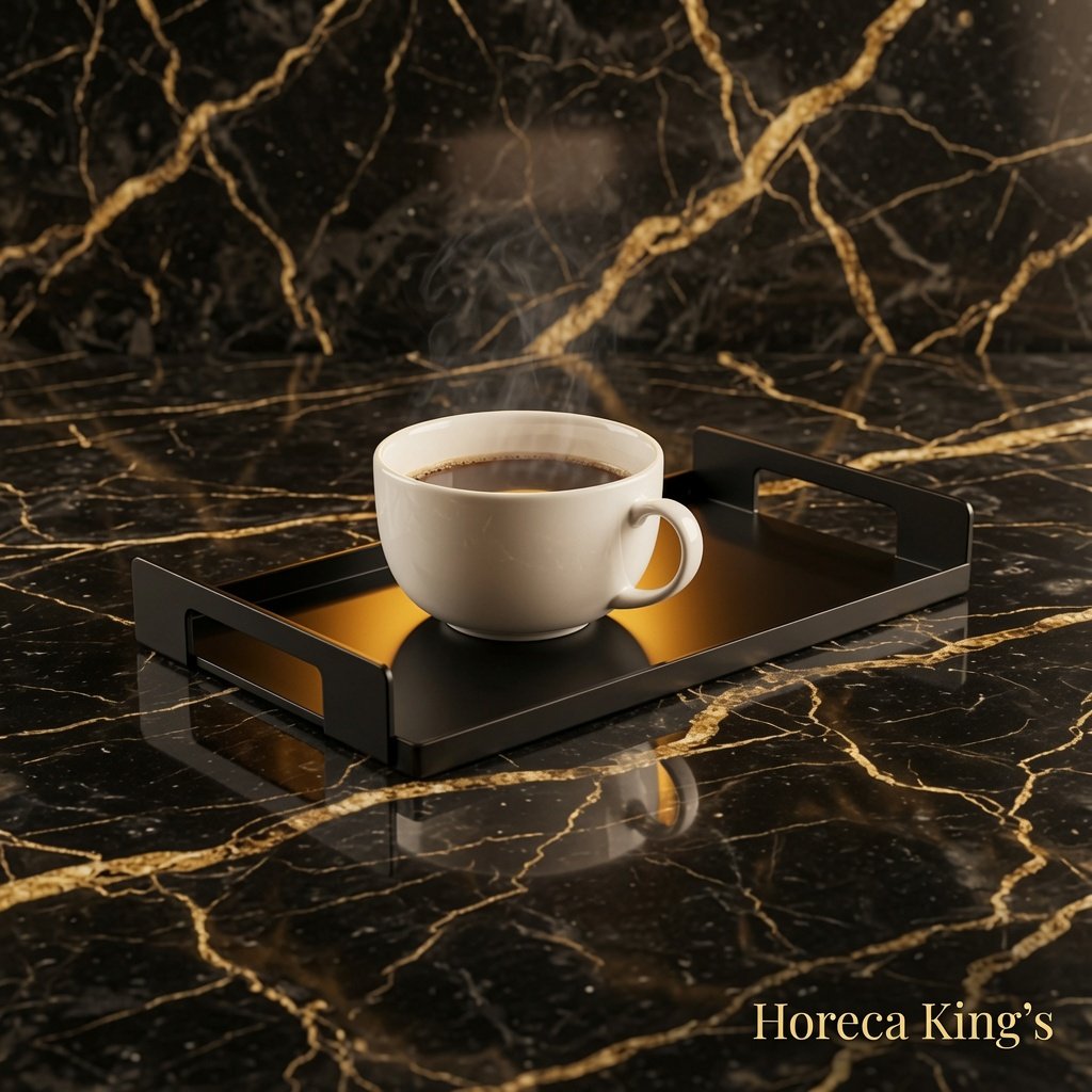 UiMtraders's tweet photo. ☕ Elevate your service with Horeca King's Black Metal Serving Tray!  
Elegant handles, premium matte finish, perfect for coffee, tea & more.  
Luxury presentation on every table.  
Ideal for hotels, restaurants & cafes.  
Shop now! #HorecaKings #CoffeeTray #Tableware #Black #Dull