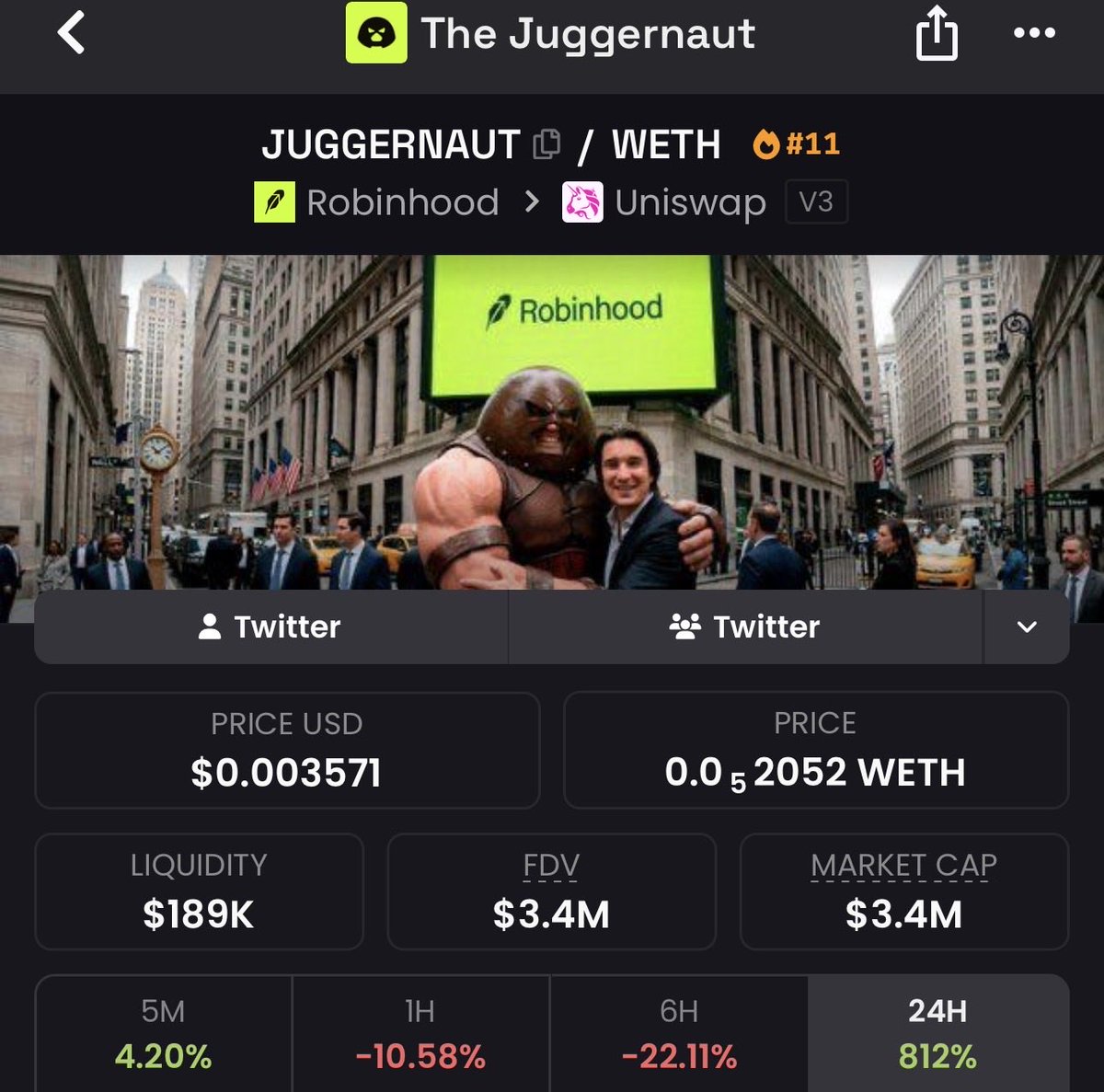 cryptocrypti1's tweet photo. .@vladtenev favourite meme is $juggernaut and it’s at just 3.4M mc👀

He even liked a tweet about when asking about juggernaut https://t.co/zm6rvGcH5e