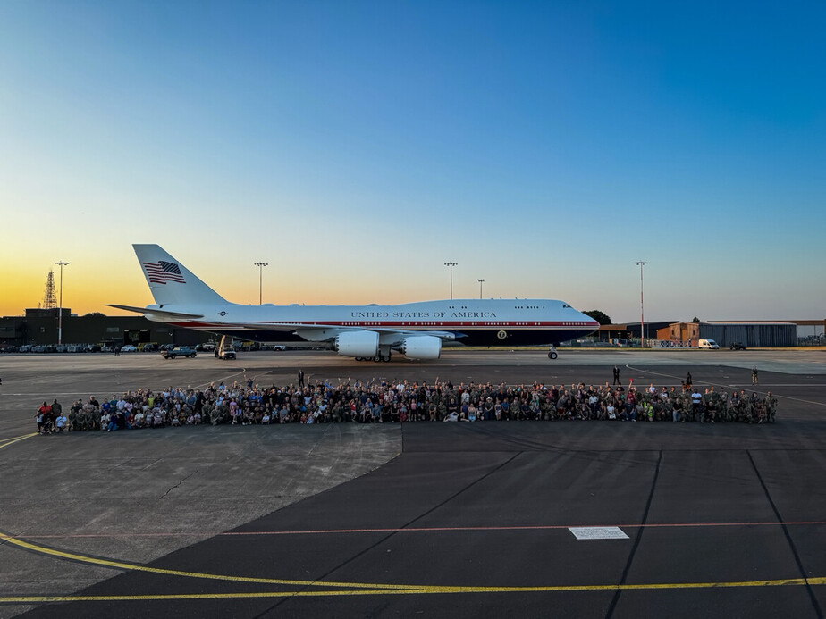 WhiteHouse's tweet photo. "We just landed and met up with our new Air Force One, which was sent earlier to RAF Mildenhall, so we could show the wonderful Servicemembers, as per the entire Base’s request. They were very excited, picture enclosed. It was on our way back to the States from Turkey, with virtually no deviation of flightpath." - President DONALD J. TRUMP