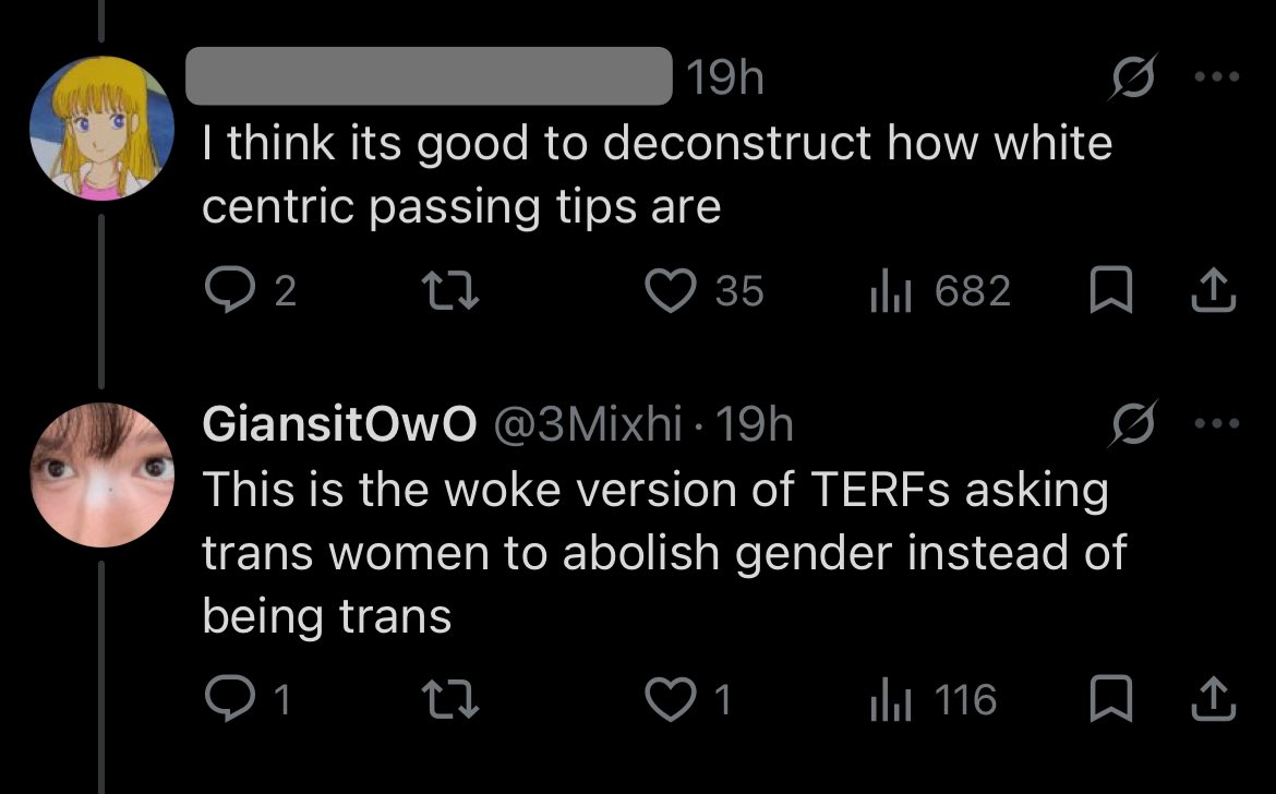 DebunkGunk's tweet photo. White trans people be like “criticizing racism makes you a TERF!” https://t.co/bnvgWrhBvU
