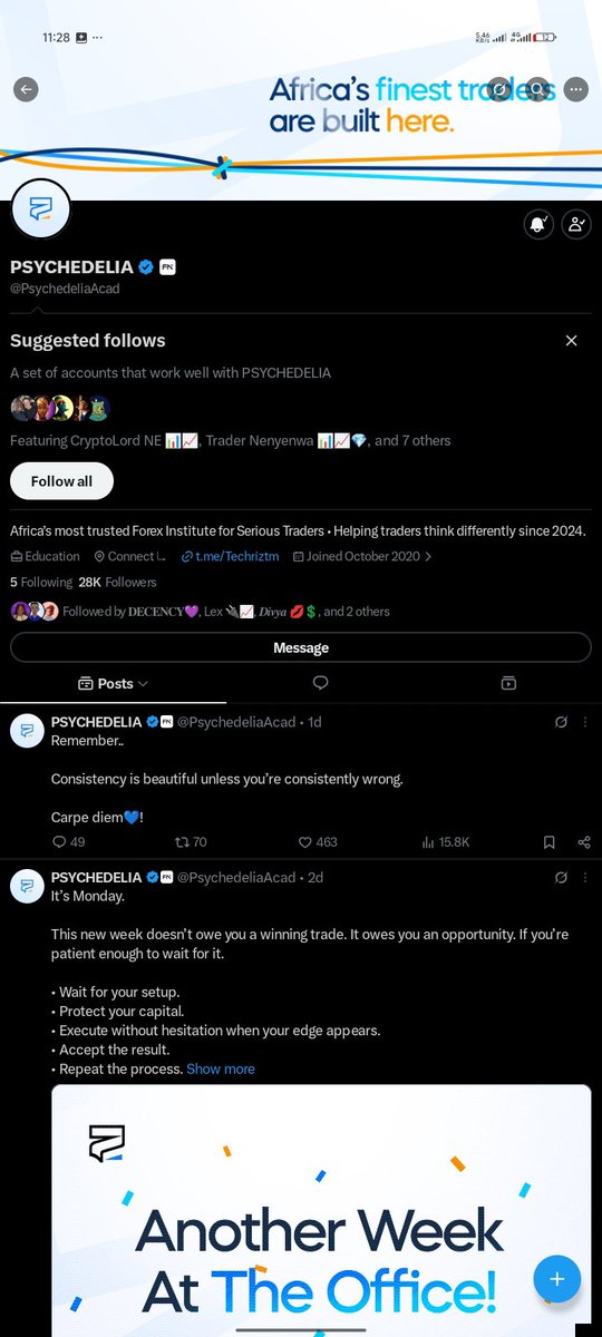 divinesavag's tweet photo. @Techriztm @PsychedeliaAcad @FundedNext @TraderHadesh Done ✅ Boss
Am grateful for the opportunity  🙏🏽 https://t.co/7XUYXOwGFT