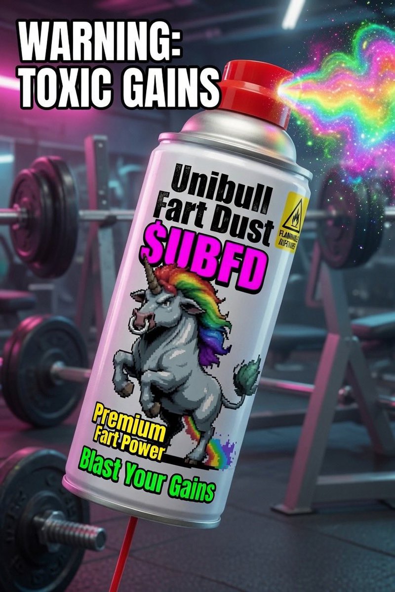 UnibullFartDust's tweet photo. Just launched $UBFD – Unibull Fart Dust 

The memecoin for degens who love gassy gains.

Just vibes, farts, and diamond hands.

Who's taking a hit with me? 

P53rkWdUjf5zphudjbDXFEL8NWv3JqUMyzrJxHBpump https://t.co/SnlkPPhqR1