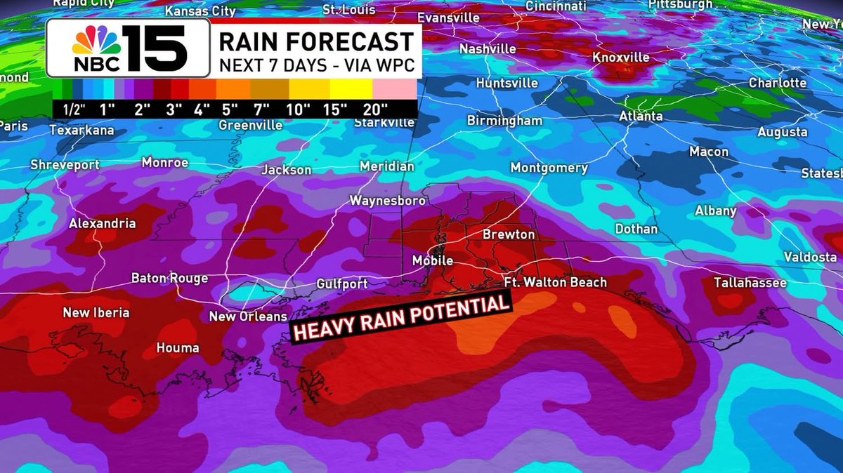 ThomasGeboyWX's tweet photo. HEAVY RAIN POTENTIAL - By the end of the weekend through early next week, our next weathermaker could lead to heavy rain and even flash flooding potential. At this point, Monday looks to be our rainiest day, but we'll fine tune the details as we get closer. @mynbc15 @TrinityIvyWx https://t.co/wyj0koMiCY