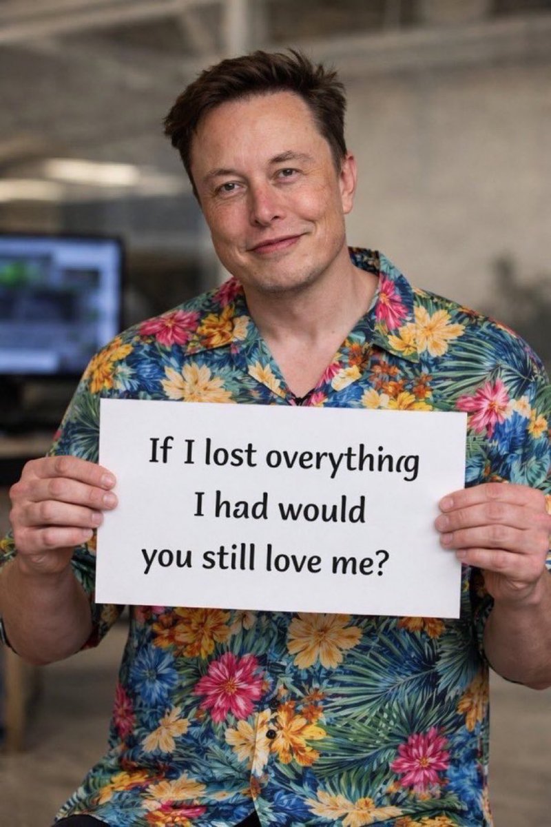 MrGeneralMusk's tweet photo. If I lost everything I have tomorrow, would you still love me the same? ❤️

Be honest... is love about the person or the possessions? 😍 https://t.co/XbK91Dj469
