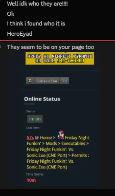 URightburst's tweet photo. They are acting like I removed the old builds. I just added the 2026 build to it. They could have told me to remove it, and I would have, but Heroeyad (GB admin) is removing the build from the page I made on GameBanana for vs exe v1, replacing the submitter's name with com. https://t.co/3UjDCmdif7