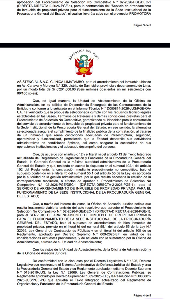 jfowks's tweet photo. 🚨📢El régimen del pacto corrupto sigue malgastando el presupuesto público: la Procuraduría contrató a dedo el alquiler de un local por más de 6 millones de soles en San Isidro [163.200 soles mensuales por tres años], pero hace meses no paga deudas a sus trabajadores https://t.co/6qZU9BpDxB