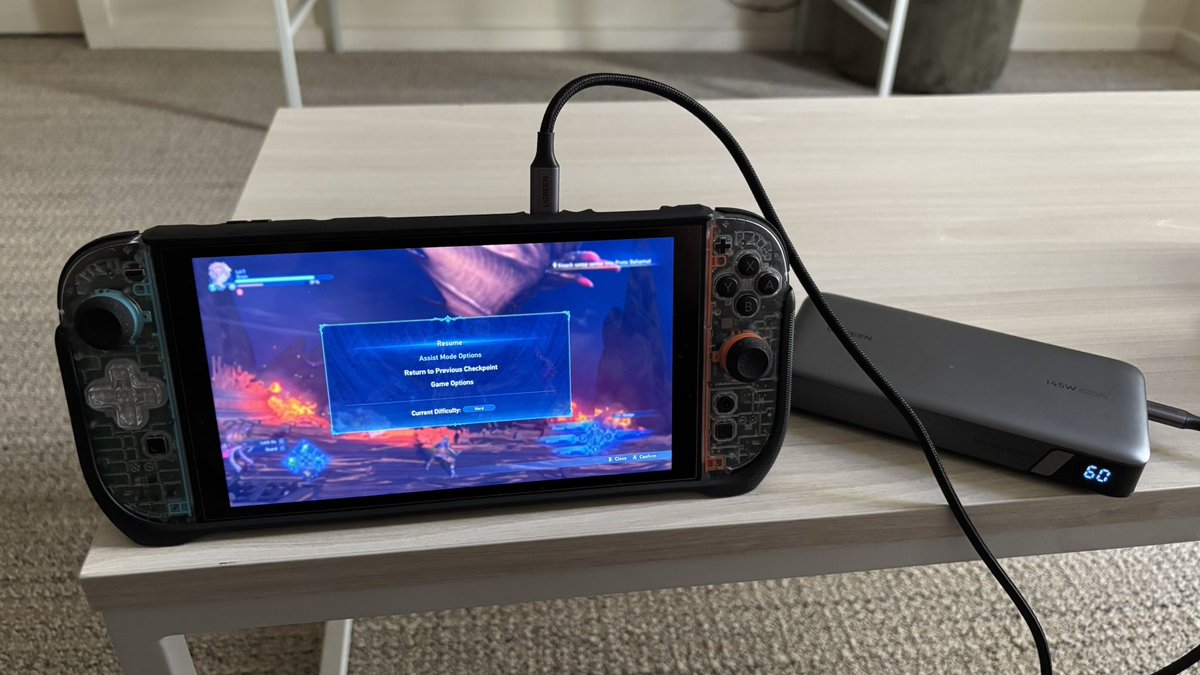 DarkHado69's tweet photo. I know most people who think the 2.5 hours battery for switch 2 games is trash, but at least now that they support fast charging and the battery is not huge means with this 145w power bank (25000mah) I can Charge it fully 3-4 times https://t.co/1bPy0Kfkt7
