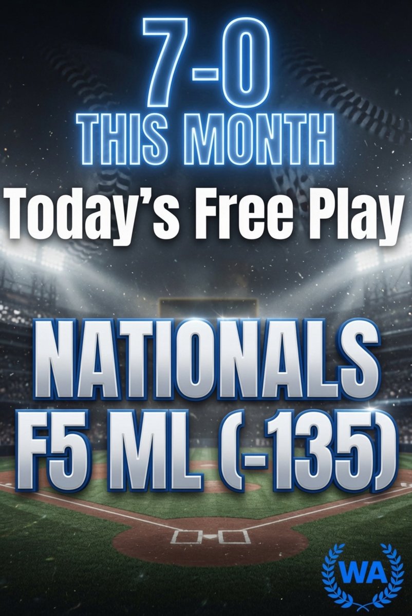 Thewageranalyst's tweet photo. July 8 

Nationals F5 ML (-135)

Like if Tailing 🔥

Gl to all 🍀 https://t.co/HnxpnDBtaW